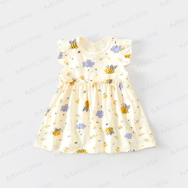 Vestitino beige con maniche a volant per bambina - Ape beige - 6-7T - image 3