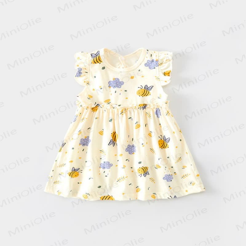 Vestitino beige con maniche a volant per bambina - Ape beige - 6-7T - image 3