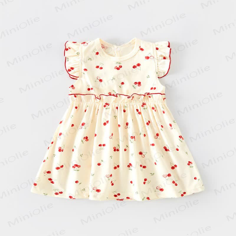 Vestitino beige con maniche a volant per bambina - Ciliegia Beige - 6-7T - image 2