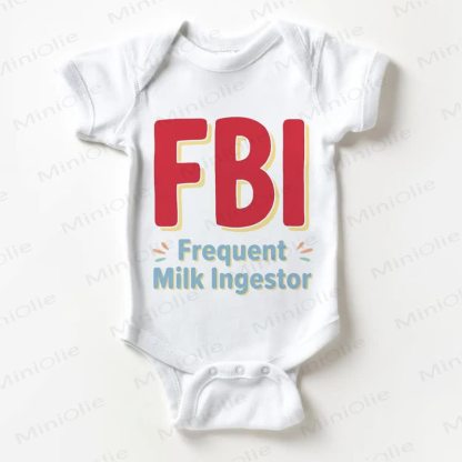Body bianco per neonati con scritta "FBI FREQUENT MILK INGESTORES" (Ingerisce frequentemente latte materno) - Bianco - 18-24 mesi - image 1
