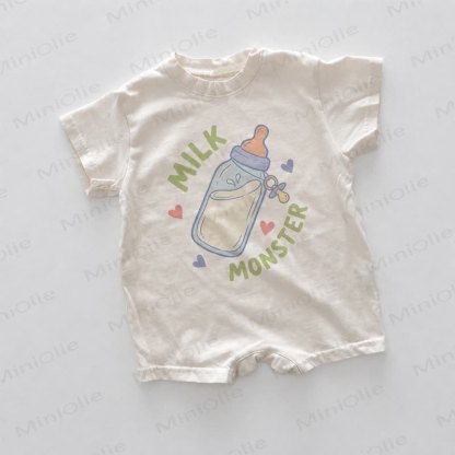 Tutina bianca con stampa "MILK MONSTER" per neonati - Bianco - 18-24 mesi - image 1