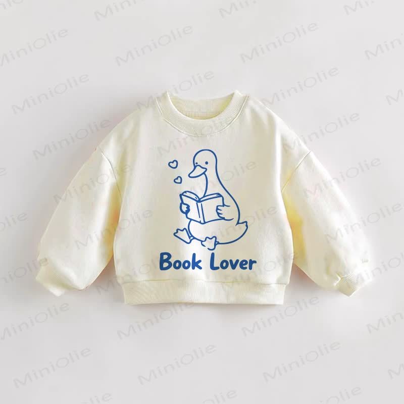 Felpa per neonati e bambini piccoli con la scritta "AMANTE DEI LIBRI" - Crema - 3-5T - image 1