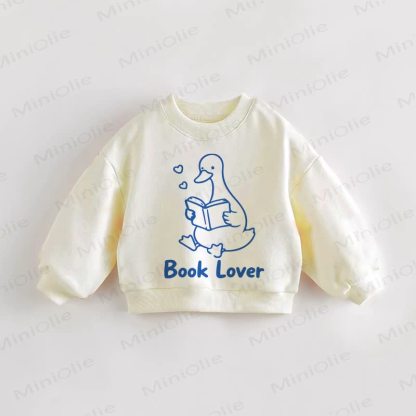 Felpa per neonati e bambini piccoli con la scritta "AMANTE DEI LIBRI" - Crema - 3-5T - image 1