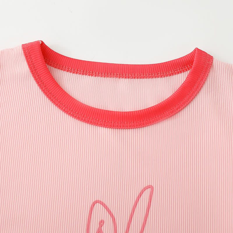 T-shirt a maniche corte a coste con scollo rotondo e stampa di animali/cibo per bambini - image 10
