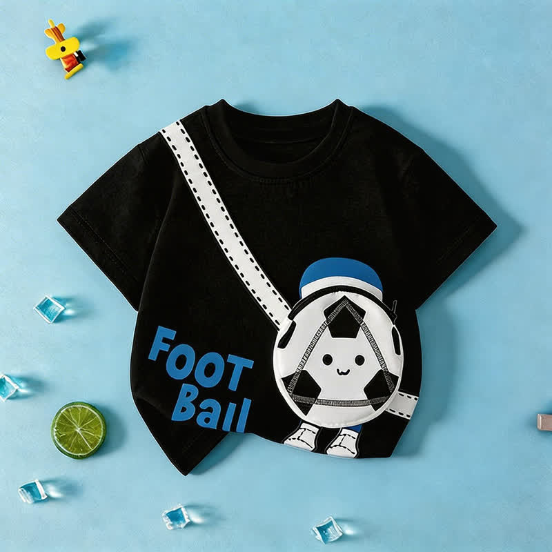 Borsa a tracolla 3D con faccina sorridente da pallavolo/calcio per bambini - Nero - 11-12T - image 3