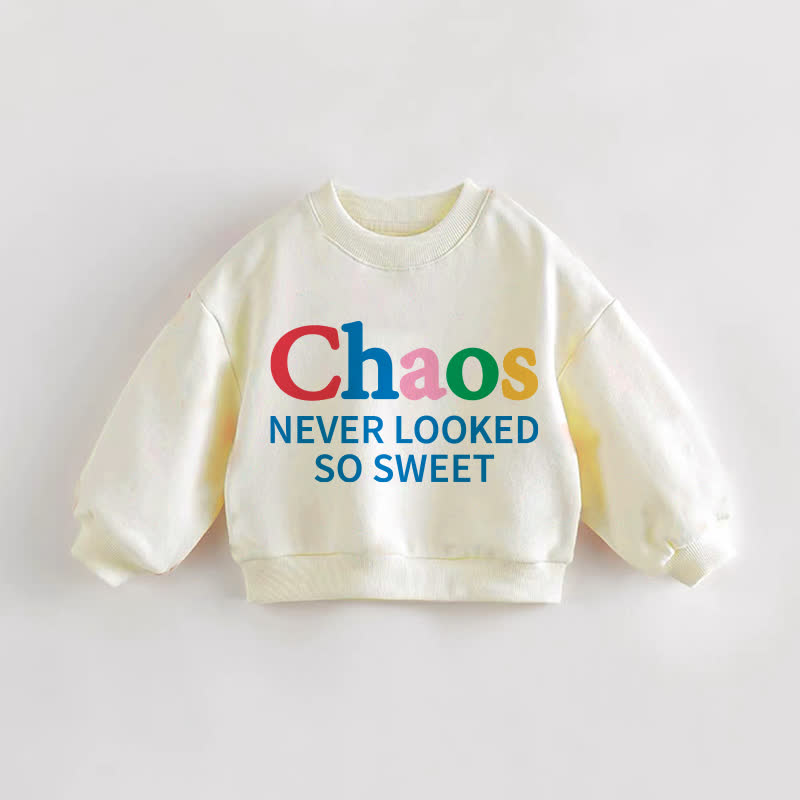 IL CAOS NON È MAI STATO COSÌ DOLCE Felpa color crema con slogan per neonati e bambini - Crema - 3-5T - image 1