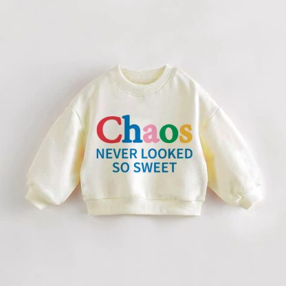 IL CAOS NON È MAI STATO COSÌ DOLCE Felpa color crema con slogan per neonati e bambini - Crema - 3-5T - image 1