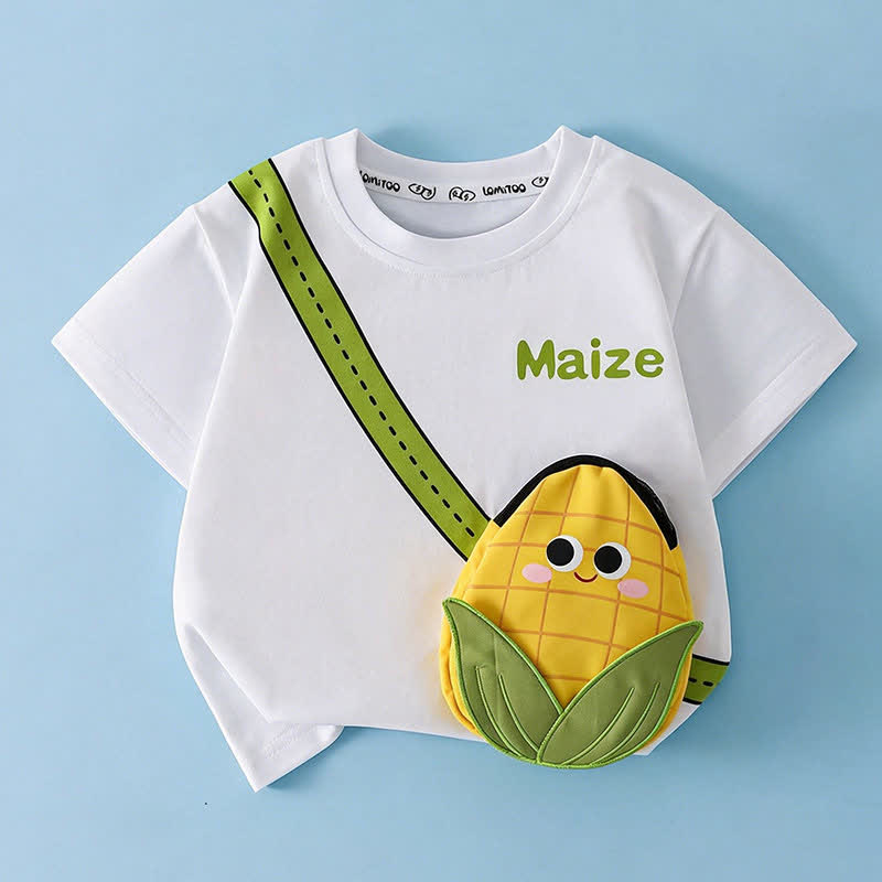 Maglietta con borsa a tracolla 3D a forma di frutta sorridente per bambini - Bianco - 8-9T - image 2