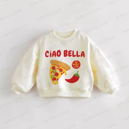 Felpa per neonati e bambini CIAO BELLA con stampa di cibo - Crema - 3-5T - image 1