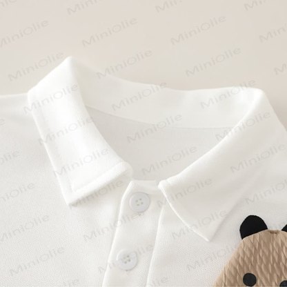 Completo da bambino in cotone con polo e pantaloncini con taschino, collezione Deer Collection. - image 4