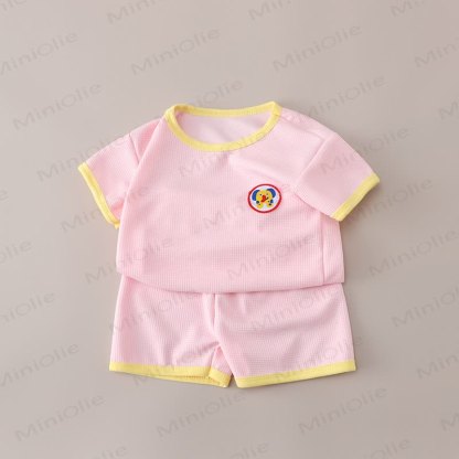 Completo per neonati e bambini composto da maglietta a nido d'ape e pantaloncini con stampa animalier. - Rosa - 6-7T - image 4