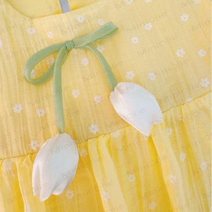 Vestitino senza maniche con fiocco a tulipano per bambina - image 5
