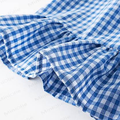Vestito a quadretti con volant per bambina, con borsetta inclusa. - image 8