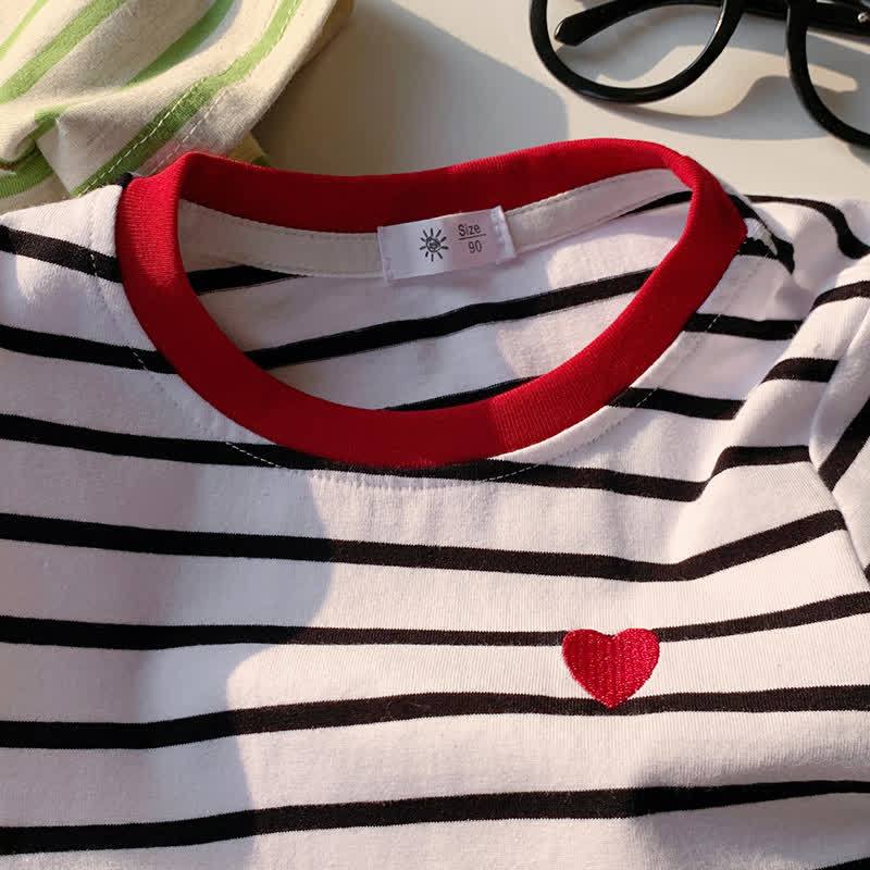 T-shirt casual a righe con cuori per bambina - image 8