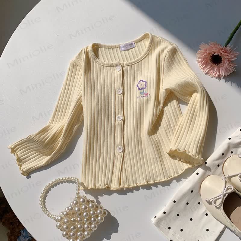 Cardigan a coste con stampa animalier/floreale per bambina - Beige - 8-9T - image 7