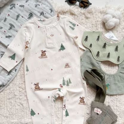 Tutina per neonati con stampa animalier e chiusura a bottoni automatici - Orso beige - 18-24 mesi - image 2