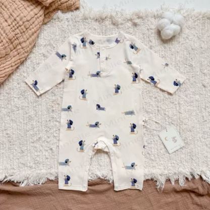 Tutina per neonati con stampa animalier e chiusura a bottoni automatici - Cane Beige - 18-24 mesi - image 3