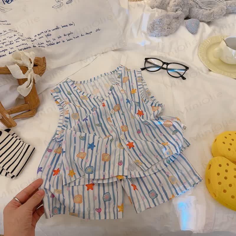 Completo da bambina composto da canotta e pantaloncini in viscosa con inserti patchwork. - Blu - 12-13T - image 4