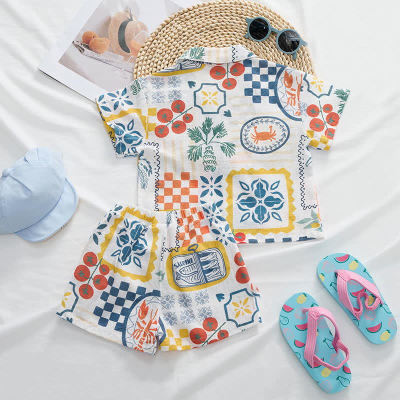 Completo per neonati e bambini piccoli con maglietta e pantaloncini con stampa a tema cibo. - image 3