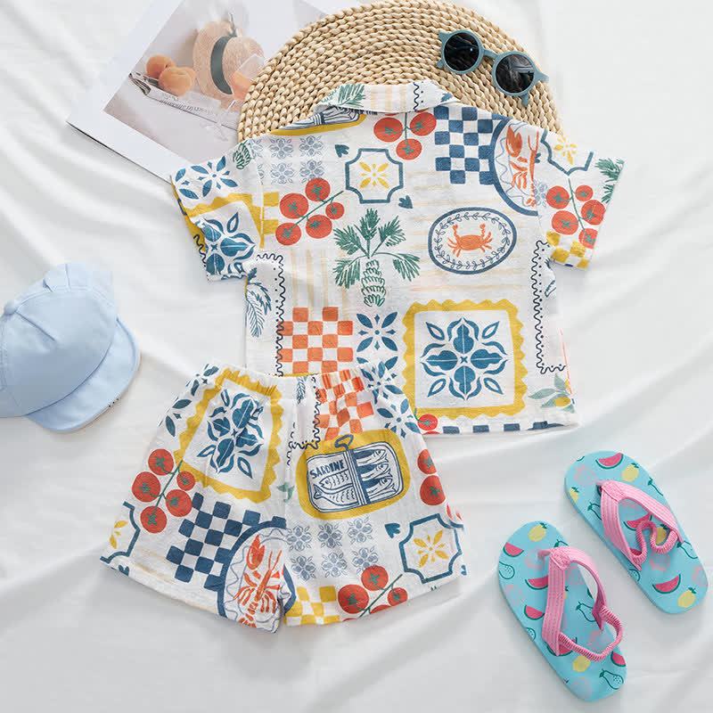 Completo per neonati e bambini piccoli con maglietta e pantaloncini con stampa a tema cibo. - image 3