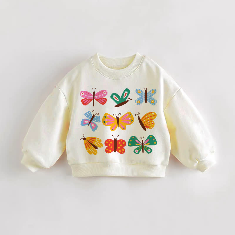 Felpa color crema con farfalle per neonati e bambini piccoli - Crema - 3-5T - image 1