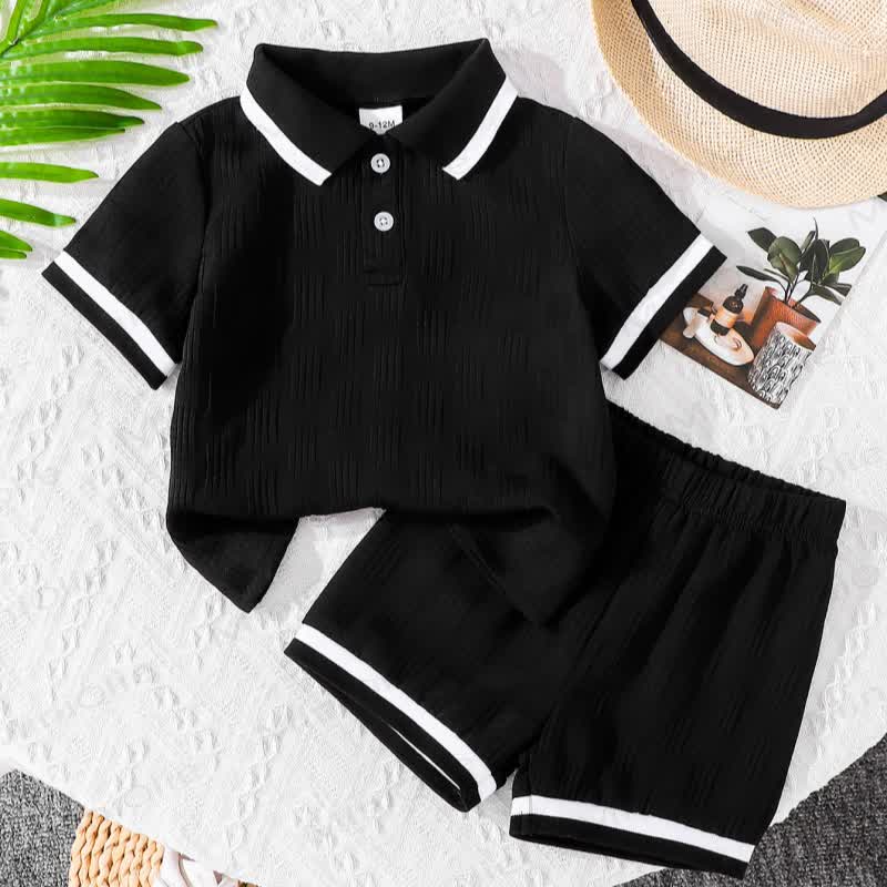 Completo da neonato composto da polo testurizzata e pantaloncini (2 pezzi). - Nero - 7 anni - image 6