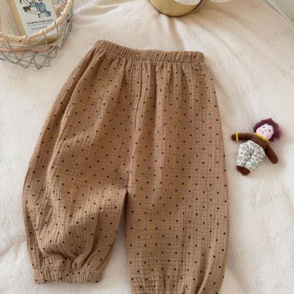 Pantaloni da casa in garza di morbido cotone con stampa animalier per bambini piccoli - Marrone - 8-9T - image 4