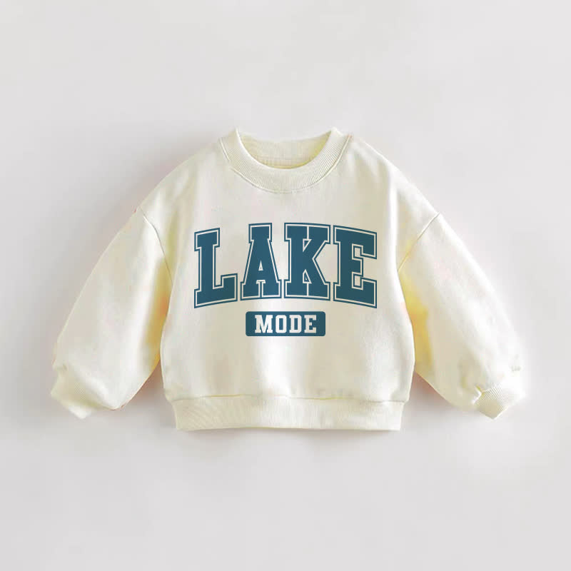 Felpa color crema con slogan LAKE MODE per neonati e bambini - Crema - 3-5T - image 1
