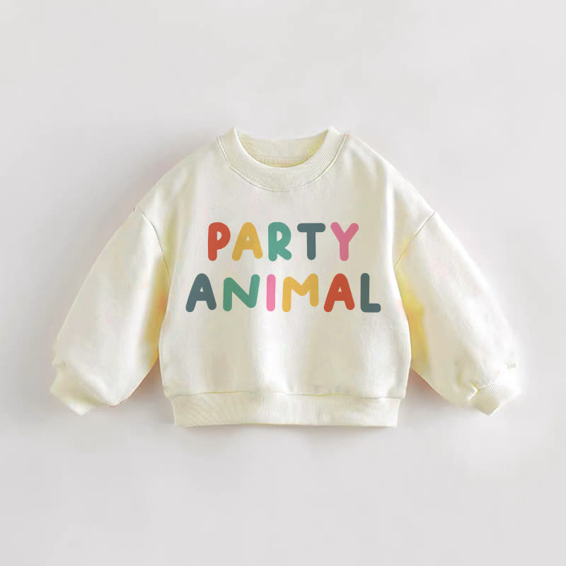 Felpa color crema con slogan "Party Animal" per neonati e bambini piccoli - Crema - 3-5T - image 1