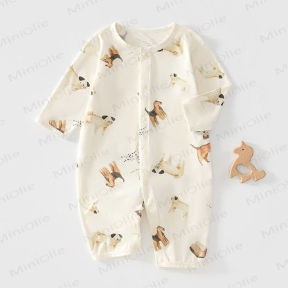 Tutina a maniche lunghe per neonati con stampa animalier - Beige - 18-24 mesi - image 1