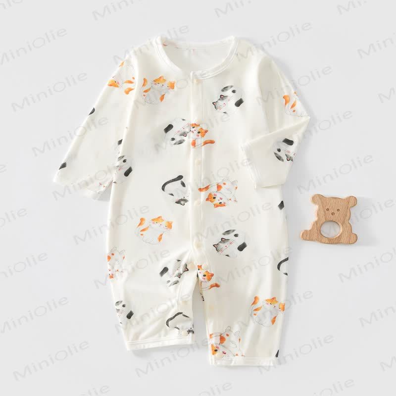 Tutina a maniche lunghe per neonati con stampa animalier - Bianco - 18-24 mesi - image 2