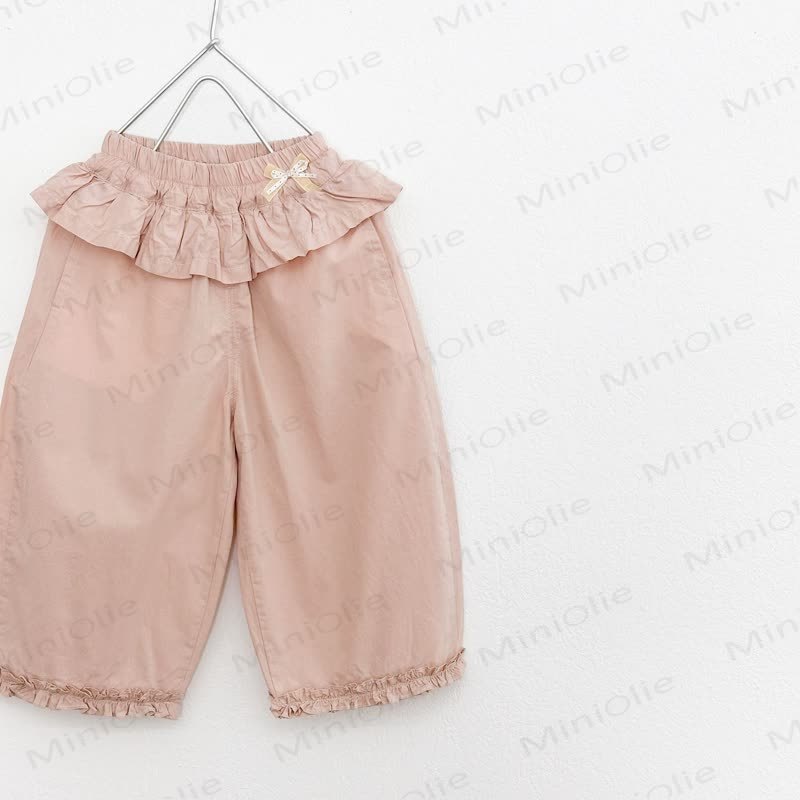 Pantaloni a tinta unita con volant in vita per bambina - Rosa - 8-9T - image 2