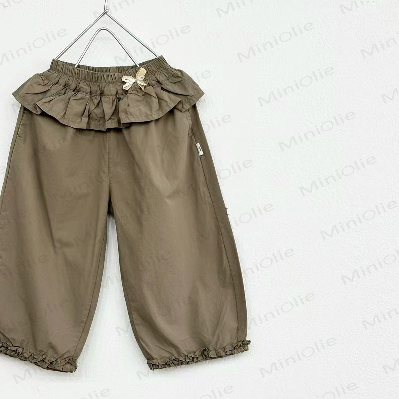 Pantaloni a tinta unita con volant in vita per bambina - Verde - 8-9T - image 3