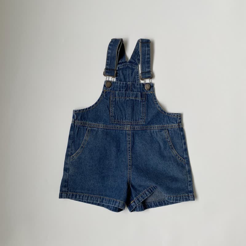 Salopette in denim tinta unita con tasche per neonati e bambini piccoli - Marina - 6-7T - image 2