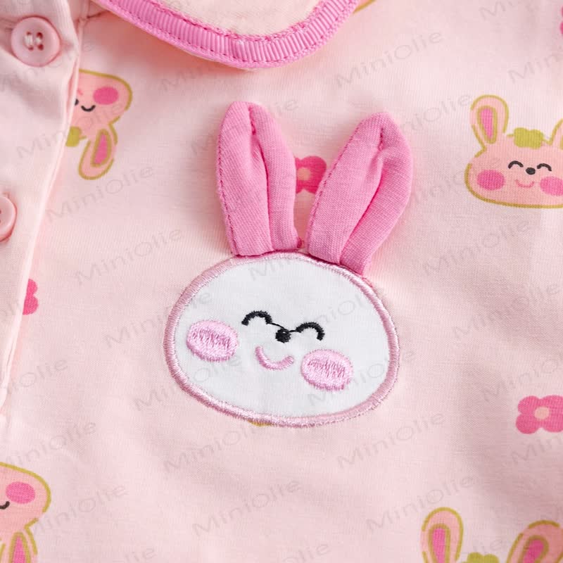 Maglietta da bambina in morbida maglia con stampa di coniglietti - image 7
