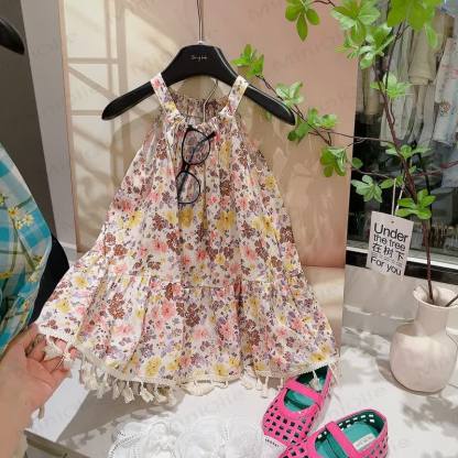 Vestito senza maniche con nappine e inserti a patchwork per bambina - Marrone - 12-13T - image 4