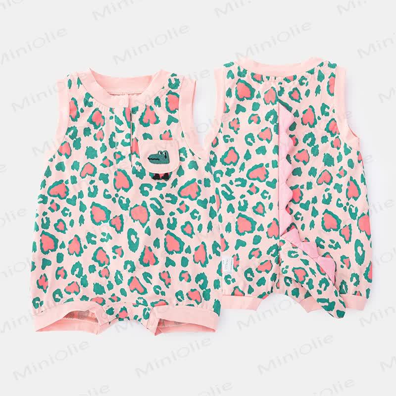 Tutina senza maniche per neonati con stampa leopardo e dinosauri - Rosa - 18-24 mesi - image 2