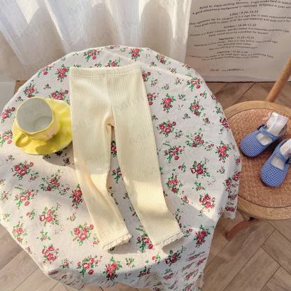 Leggings da bambina con orlo a coste e pizzo - Albicocca - 8-9T - image 6