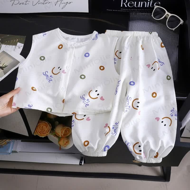 Completo da bambina composto da canotta e pantaloni a due pezzi con stampa panda a quadretti e bottoni a pressione. - Negozio Bianco - 8-9T - image 11
