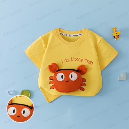 T-shirt per bambini con taschino e stampa animalier - Giallo - 8-9T - image 3