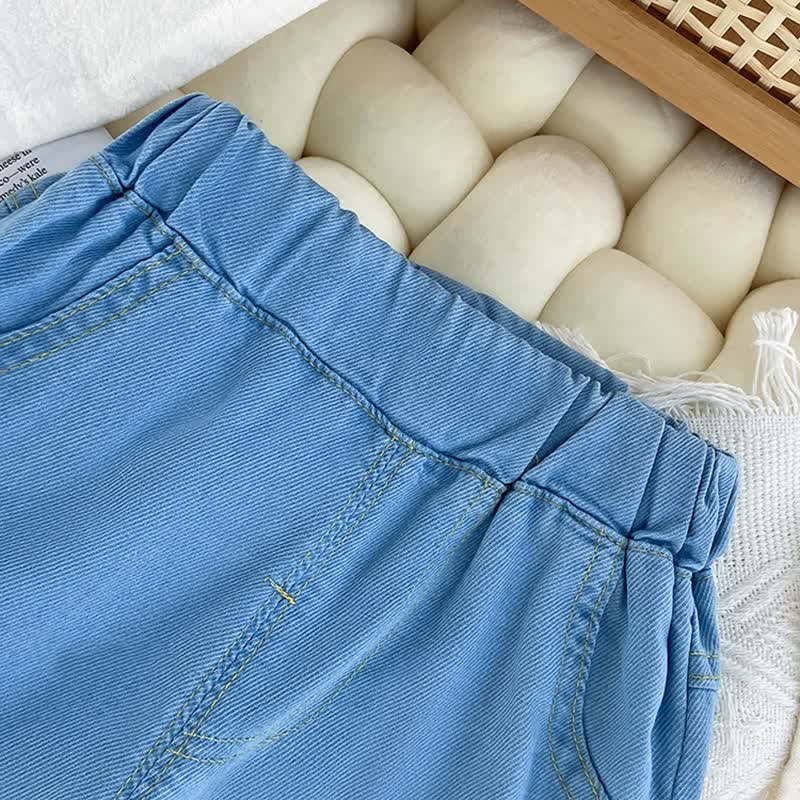 Pantaloni estivi da bambina con ricami a forma di cuore - image 5