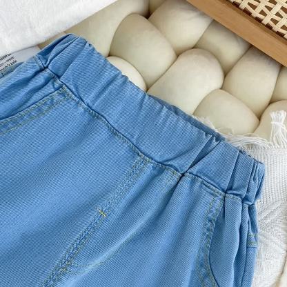 Pantaloni estivi da bambina con ricami a forma di cuore - image 5