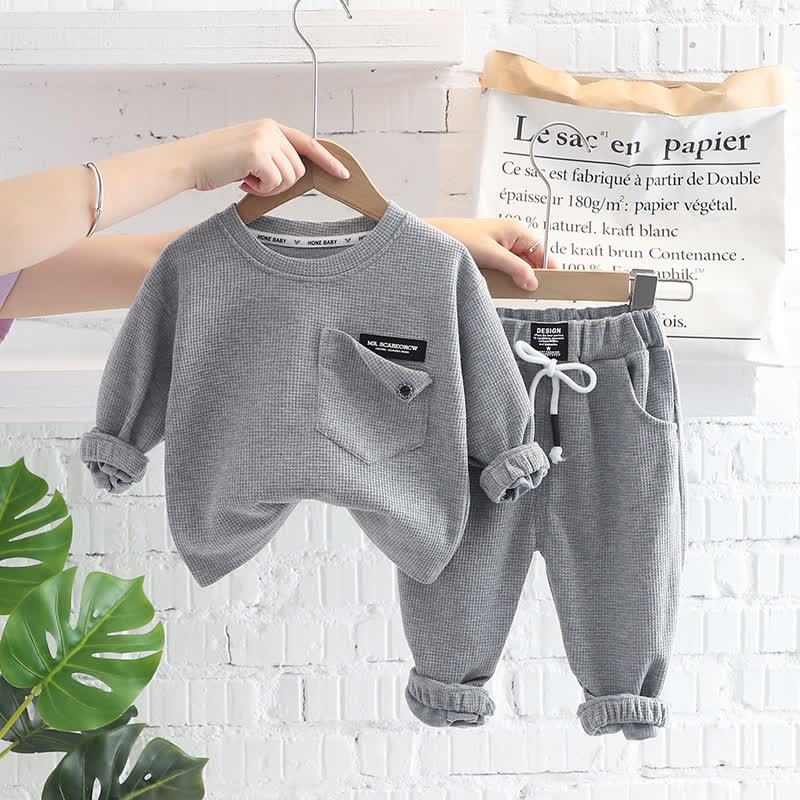 Completo per neonato/a composto da felpa e pantaloni con stampa animalier, due pezzi. - GrayWaffle - 4-5T - image 12