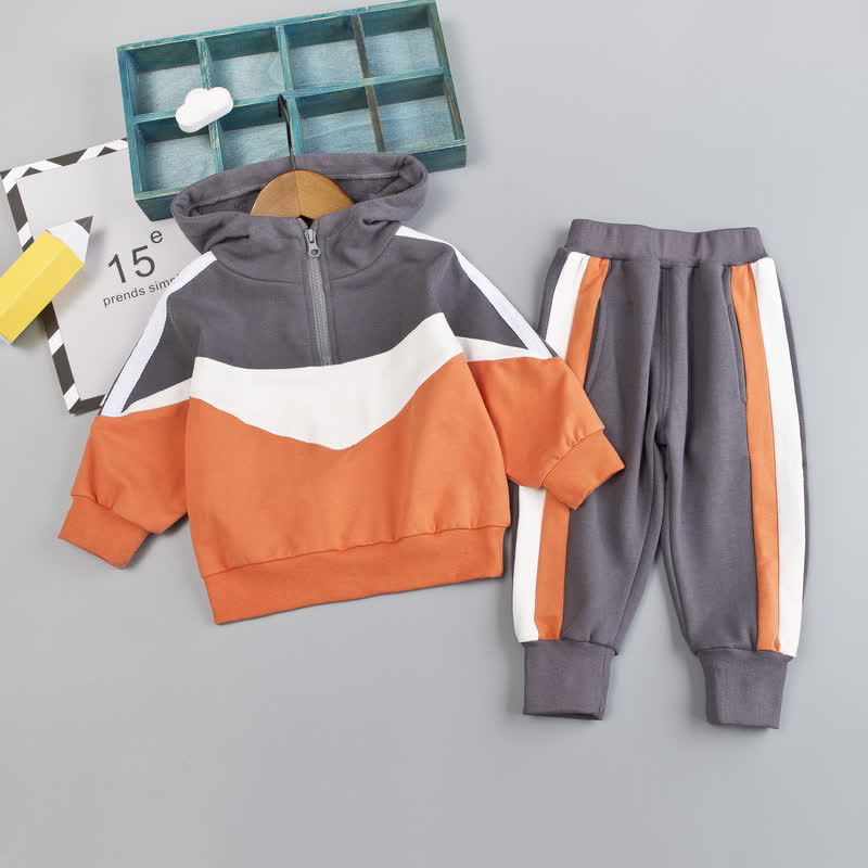 Completo per neonato/a composto da felpa e pantaloni con stampa animalier, due pezzi. - Arancione e grigio - 4-5T - image 18