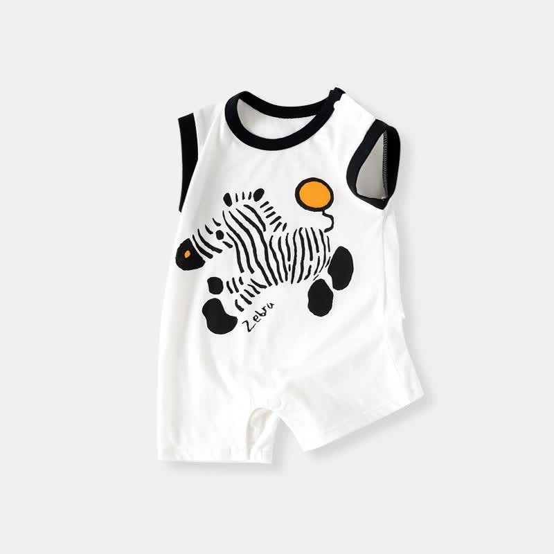 Body senza maniche per neonati con applicazioni a tema cartoni animati e blocchi di colore - Zebra bianca - 18-24 mesi - image 10
