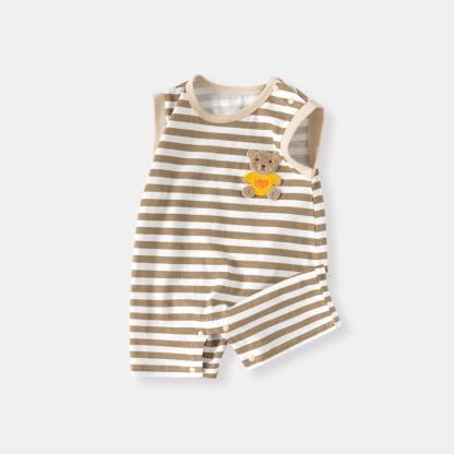 Body senza maniche per neonati con applicazioni a tema cartoni animati e blocchi di colore - Orso bruno - 18-24 mesi - image 12