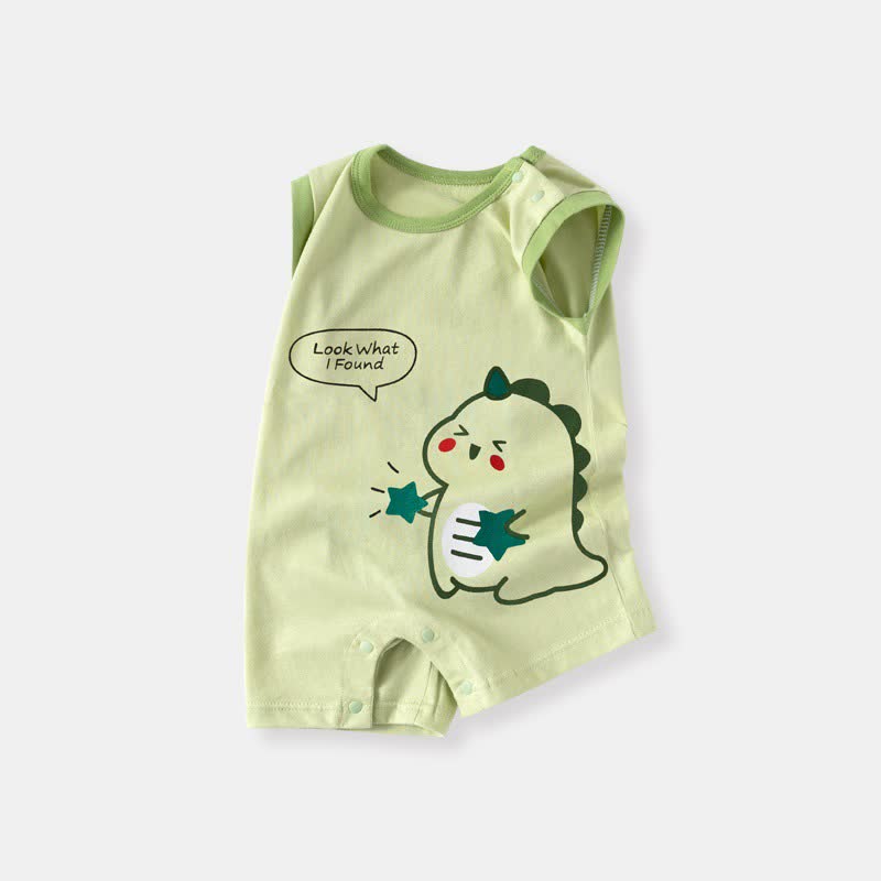 Body senza maniche per neonati con applicazioni a tema cartoni animati e blocchi di colore - Dinosauro Verde - 18-24 mesi - image 3