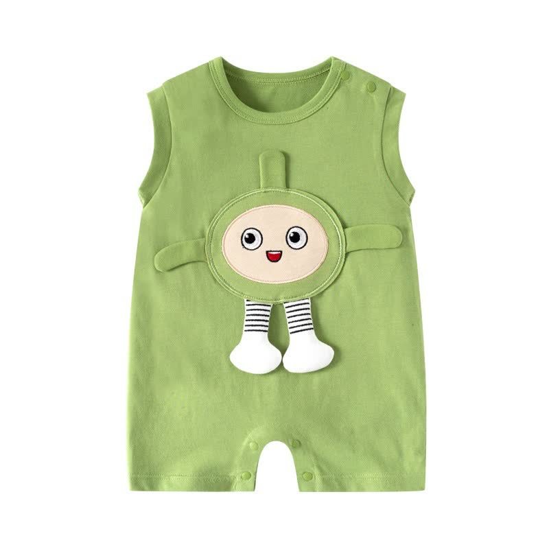 Body senza maniche per neonati con applicazioni a tema cartoni animati e blocchi di colore - Personaggio Verde - 18-24 mesi - image 4