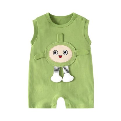 Body senza maniche per neonati con applicazioni a tema cartoni animati e blocchi di colore - Personaggio Verde - 18-24 mesi - image 4