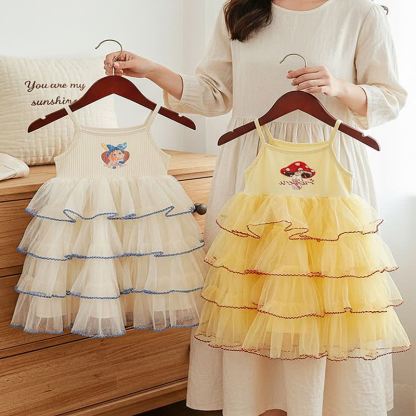 Vestito a balze con stampa a cartoni animati per bambina - image 1